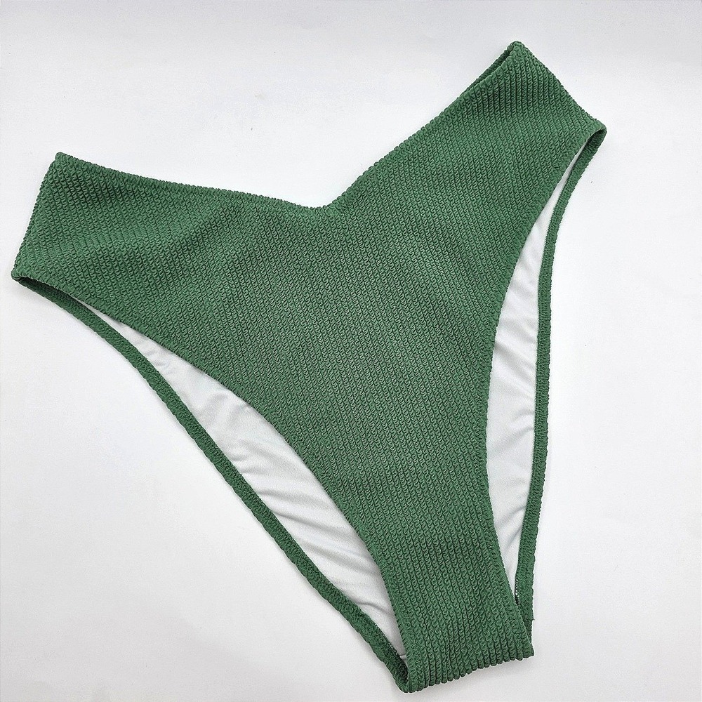 Victoria's Secret PINK Green Smocked High Cut V Front Bikini Bottom Medium